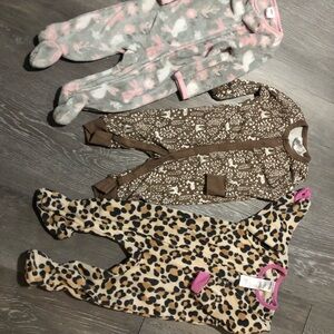 3 Leopard Print and Brown baby onesies